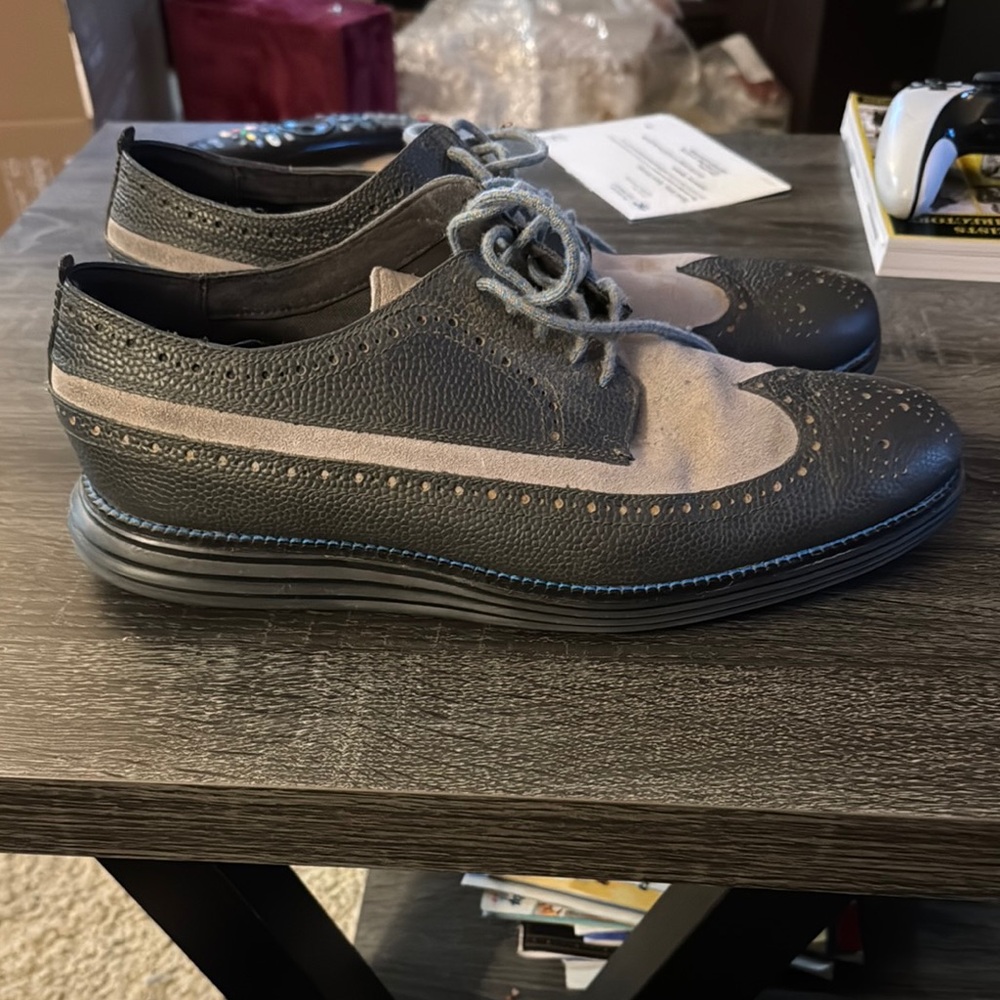 Cole Haan Men's Black and Gray Wingtip Shoes